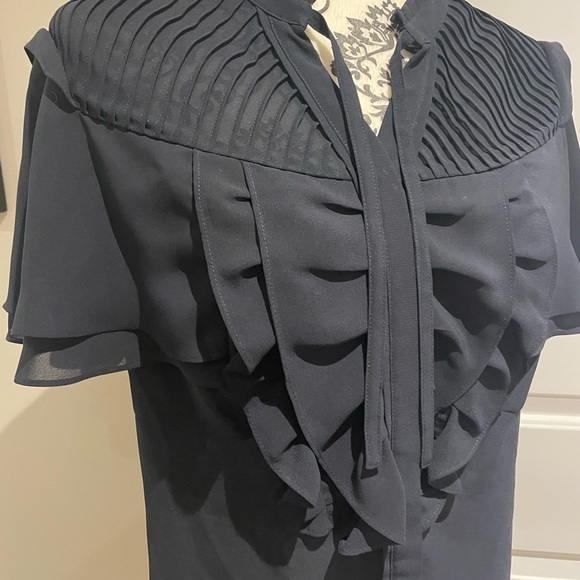 Navy blue blouse with bell sleeves - Picture 2 of 7